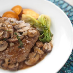 Cubed Top Sirloin with Pan Fried Mushrooms - Lustre Craft Cookware